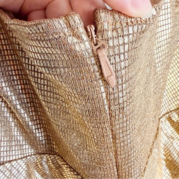 JLUXLABEL Bodycon Metallic Gold Maxi Dress, Fully Lined - Picture 9 of 16